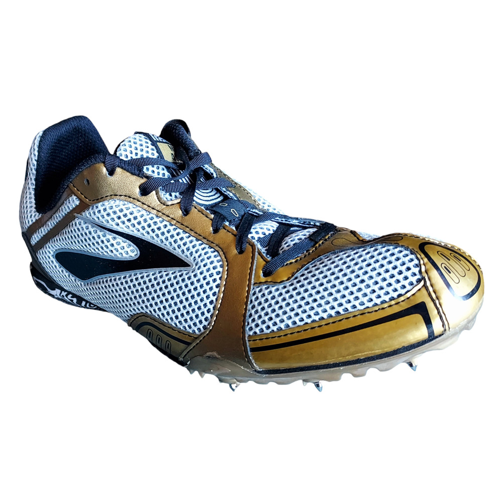 Brooks PR MD Men's Middle Distance Gold Black White Track Shoes Spikes Size 11